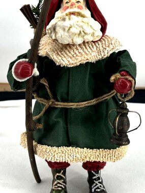 Possible Dreams Clothtique Santa Christmas Lantern Staff and Pouch 11"